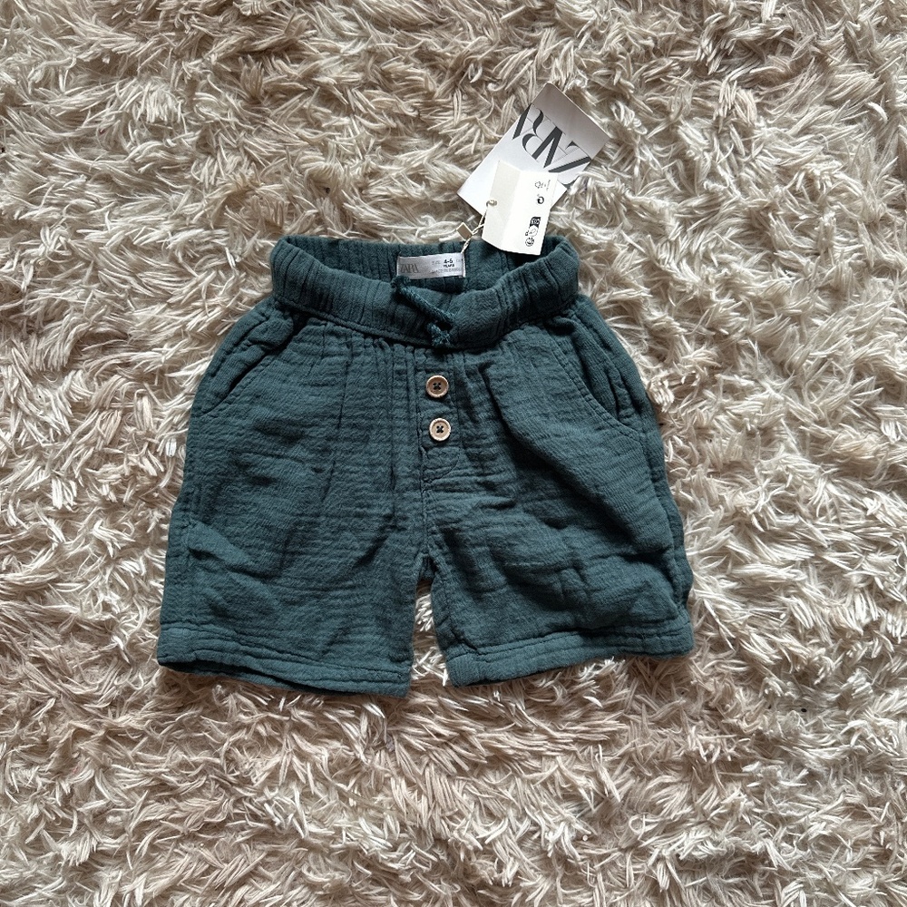 New Zara Boys Linen Shorts Teal Size 4 5 Years